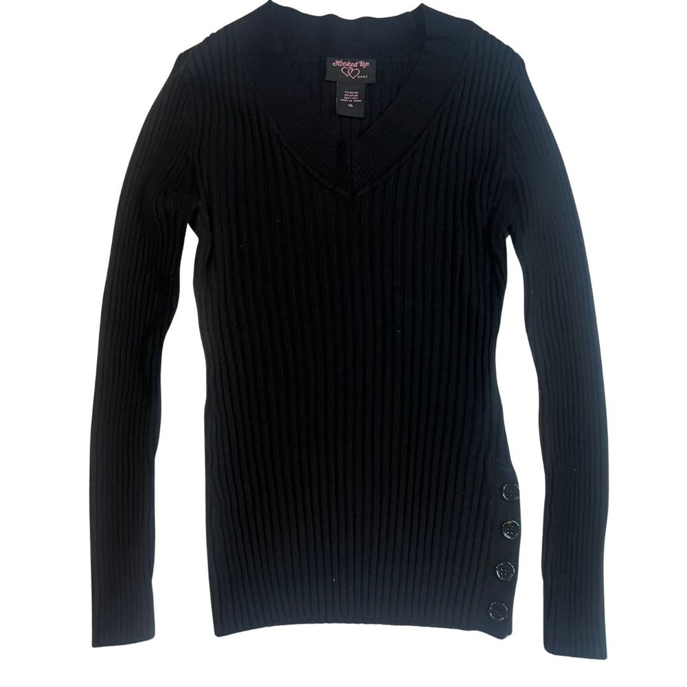 Hooked Up by IOT Sweater Juniors XL Rib Knit Preppy Classic Academic V Neck Top - Picture 8 of 13